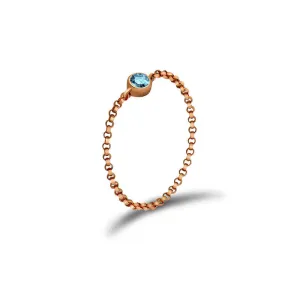 18k Gold March Birthstone Aquamarine Chain Ring