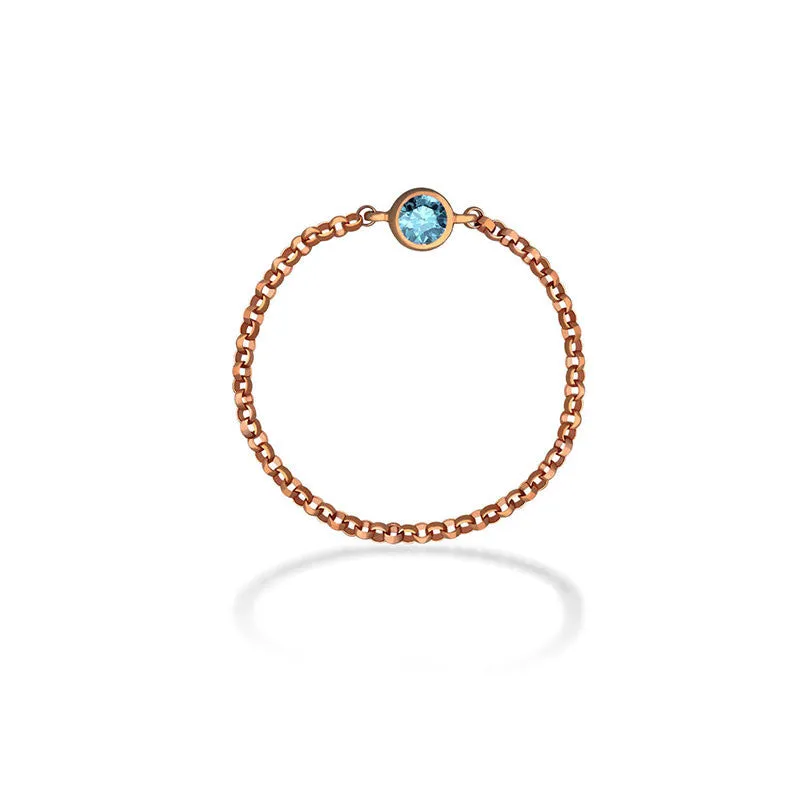 18k Gold March Birthstone Aquamarine Chain Ring