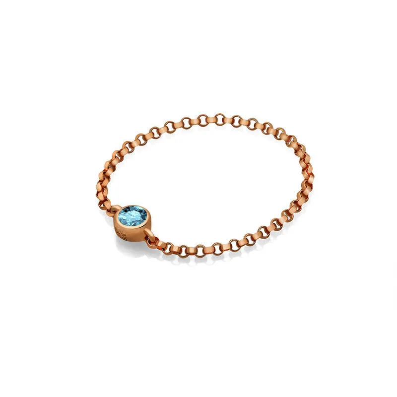 18k Gold March Birthstone Aquamarine Chain Ring