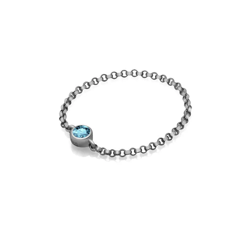 18k Gold March Birthstone Aquamarine Chain Ring
