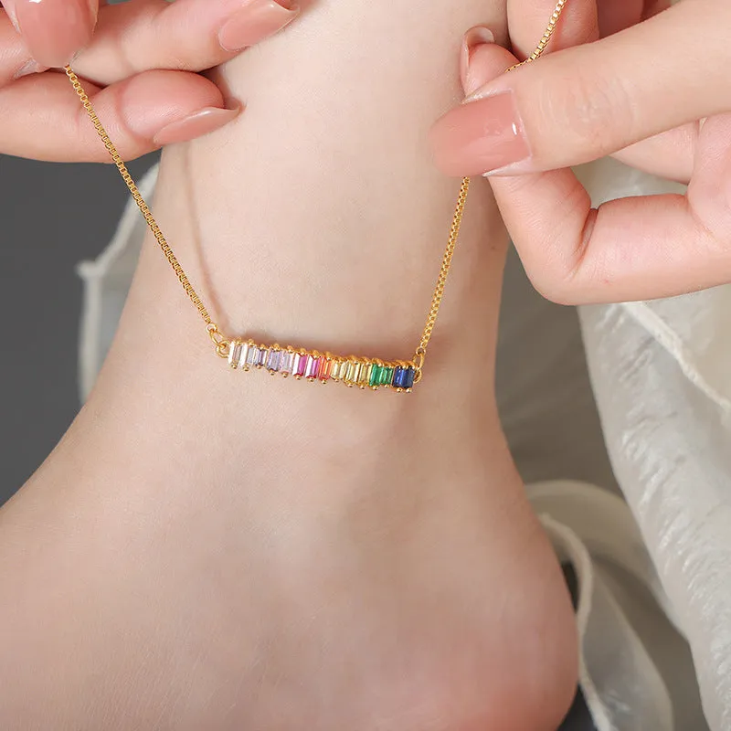 18K gold noble and dazzling zircon design light luxury style anklet
