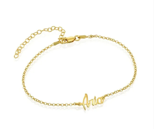 18K Gold Plated Custom Anklet - Name Anklet - Name Ankle Bracelet - Personalized Anklet - Nameplate Anklet Gift for Her Birthday