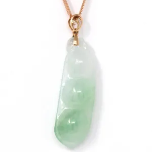 18K Rose Gold Genuine Burmese Ice Green Pea Jadeite Necklace