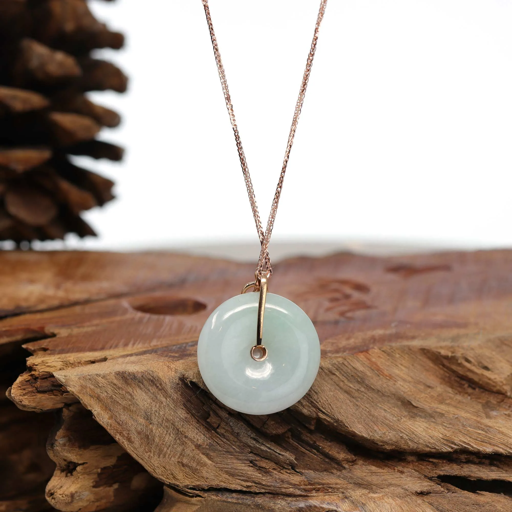 18k Rose Gold Genuine Jade Jadeite Constellation Horoscope (Cancer) Necklace Pendant with Ruby