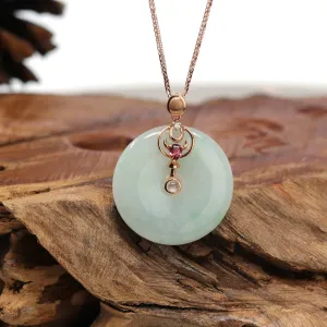 18k Rose Gold Genuine Jadeite Constellation (Taurus) Necklace with Diamonds & Tourmaline