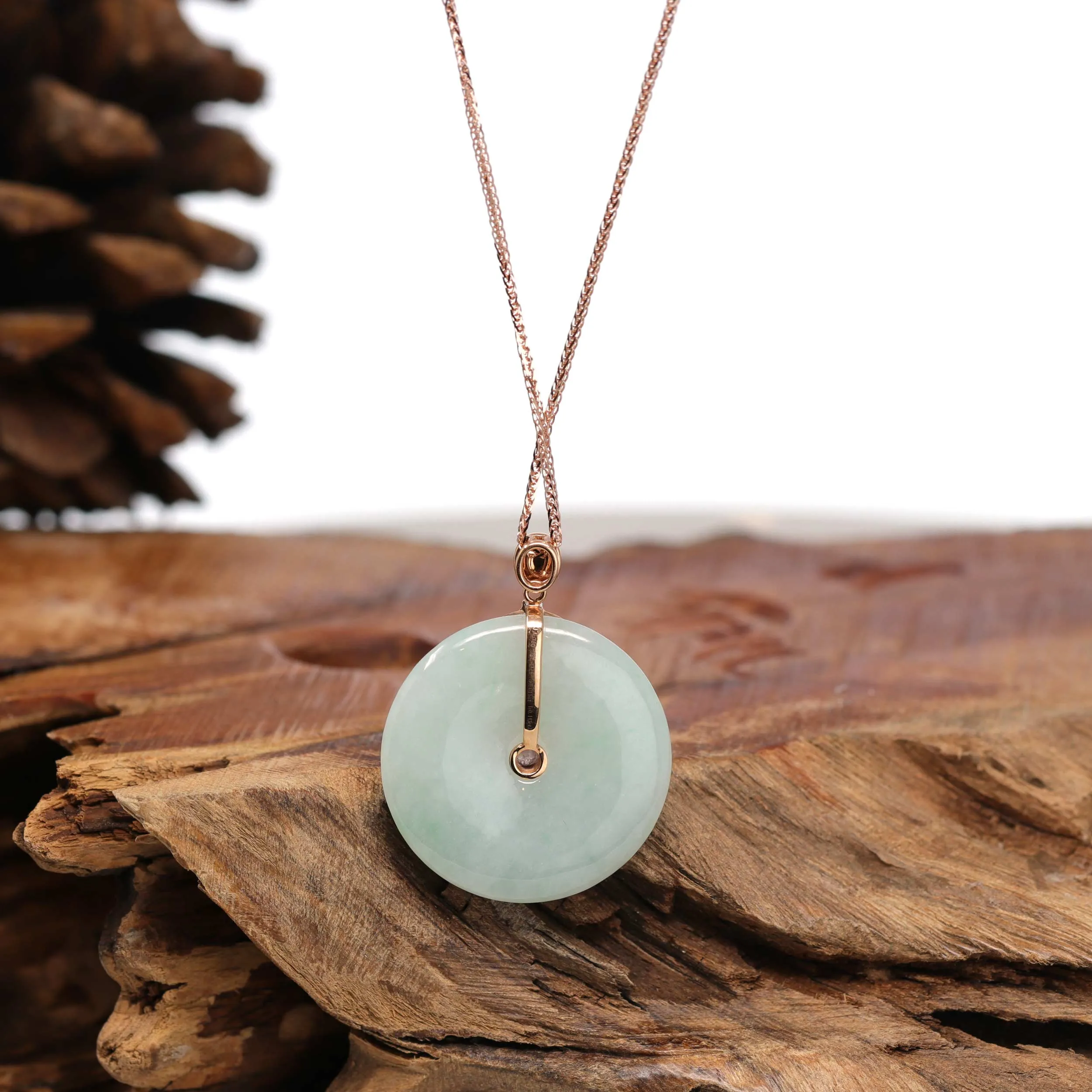 18k Rose Gold Genuine Jadeite Constellation (Taurus) Necklace with Diamonds & Tourmaline