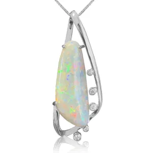 18kt White Gold Opal and Diamond pendant