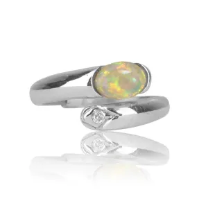 18kt White Gold Opal and diamond ring