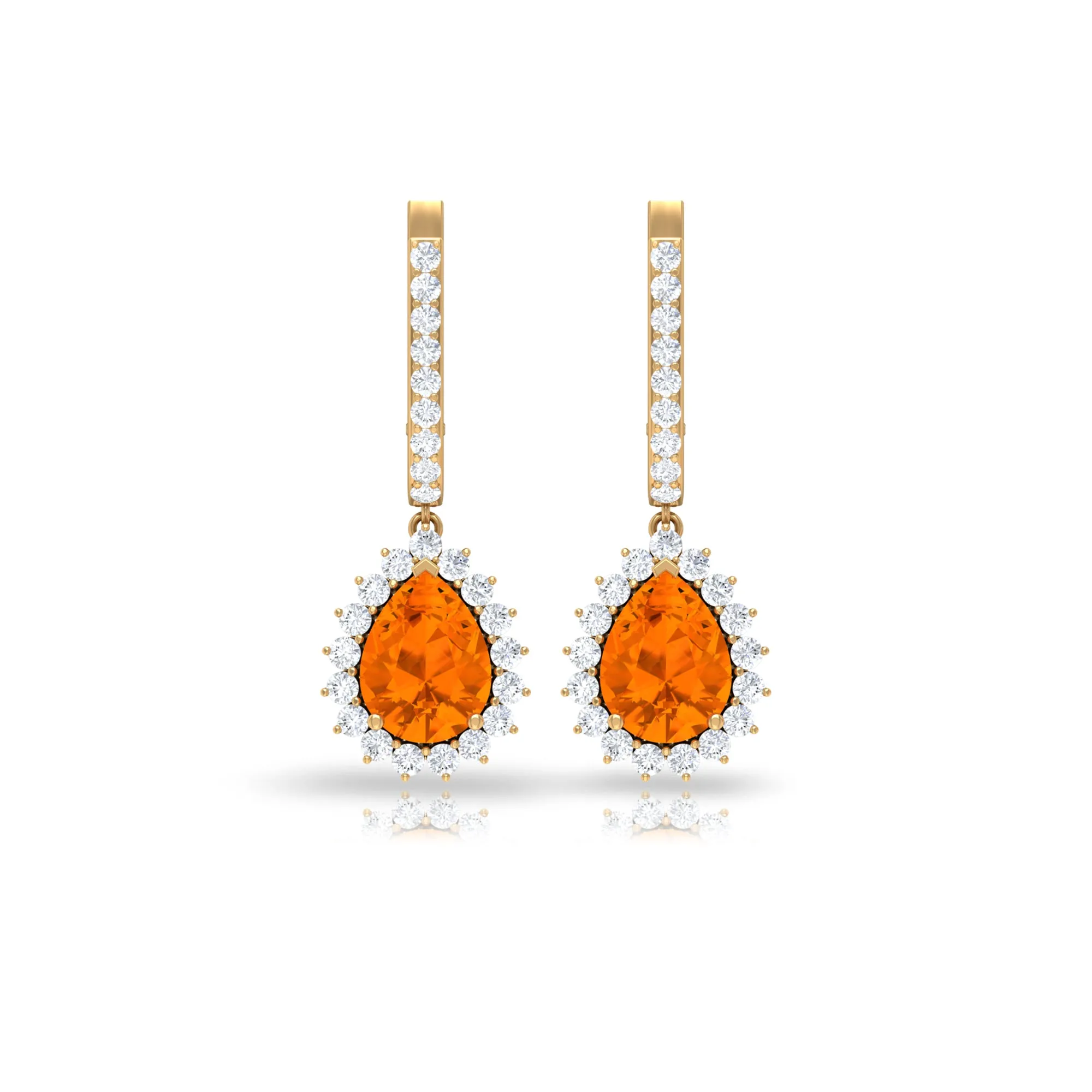 2.50 CT Fire Opal Teardrop Bridal Hoop Earrings with Moissanite