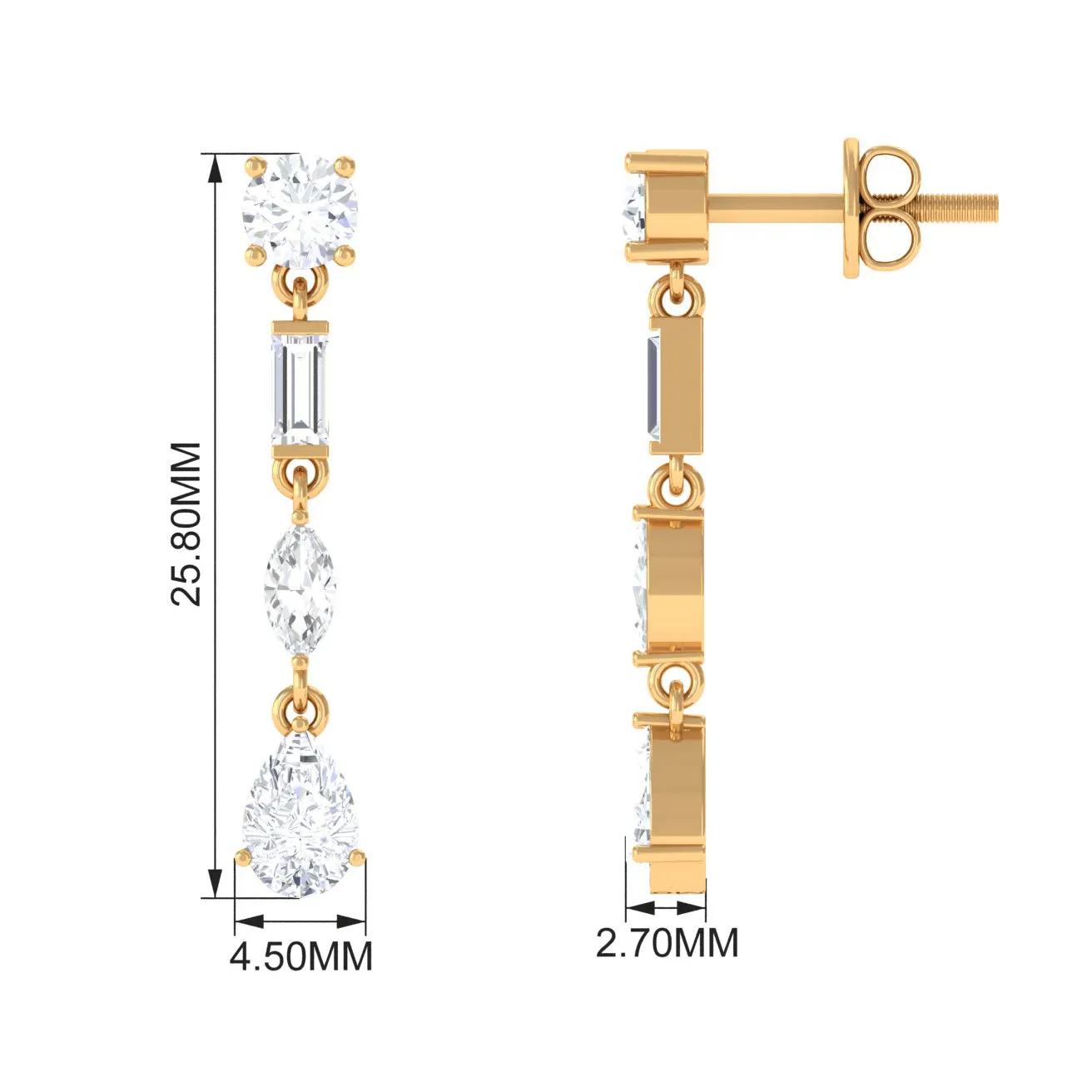 3 CT Certified Moissanite Dangle Earrings