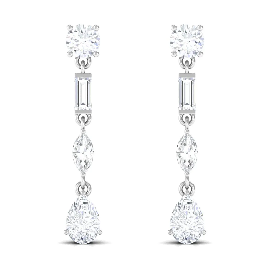 3 CT Certified Moissanite Dangle Earrings