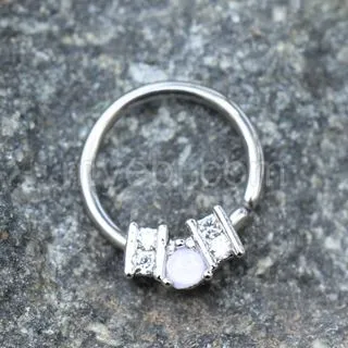 316L Stainless Steel Ornate Multi-Jeweled Seamless Ring / Septum Ring