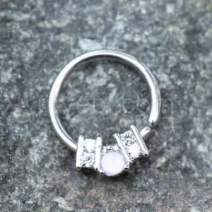 316L Stainless Steel Ornate Multi-Jeweled Seamless Ring / Septum Ring