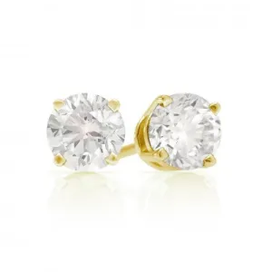 3mm, 4mm or 5mm Round Arkansas Clear Quartz Stud Earrings in 14kt Gold