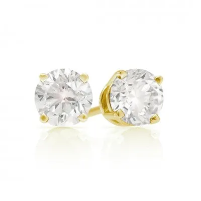 3mm, 4mm or 5mm Round Arkansas Clear Quartz Stud Earrings in 14kt Gold