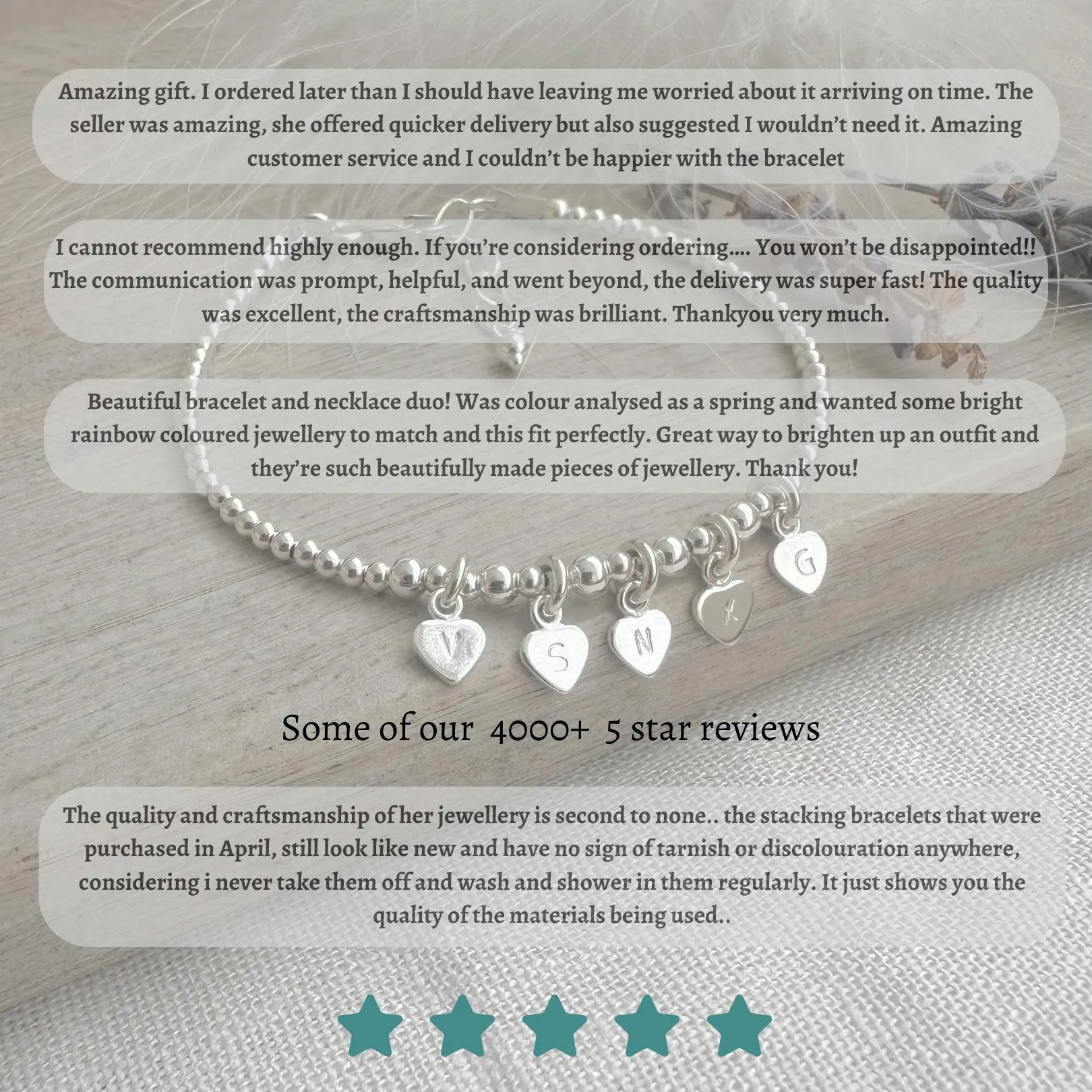 40th Birthday March Birthstone Bracelet, Personalised Initial 40 tag Birthday Gift in Sterling Silver
