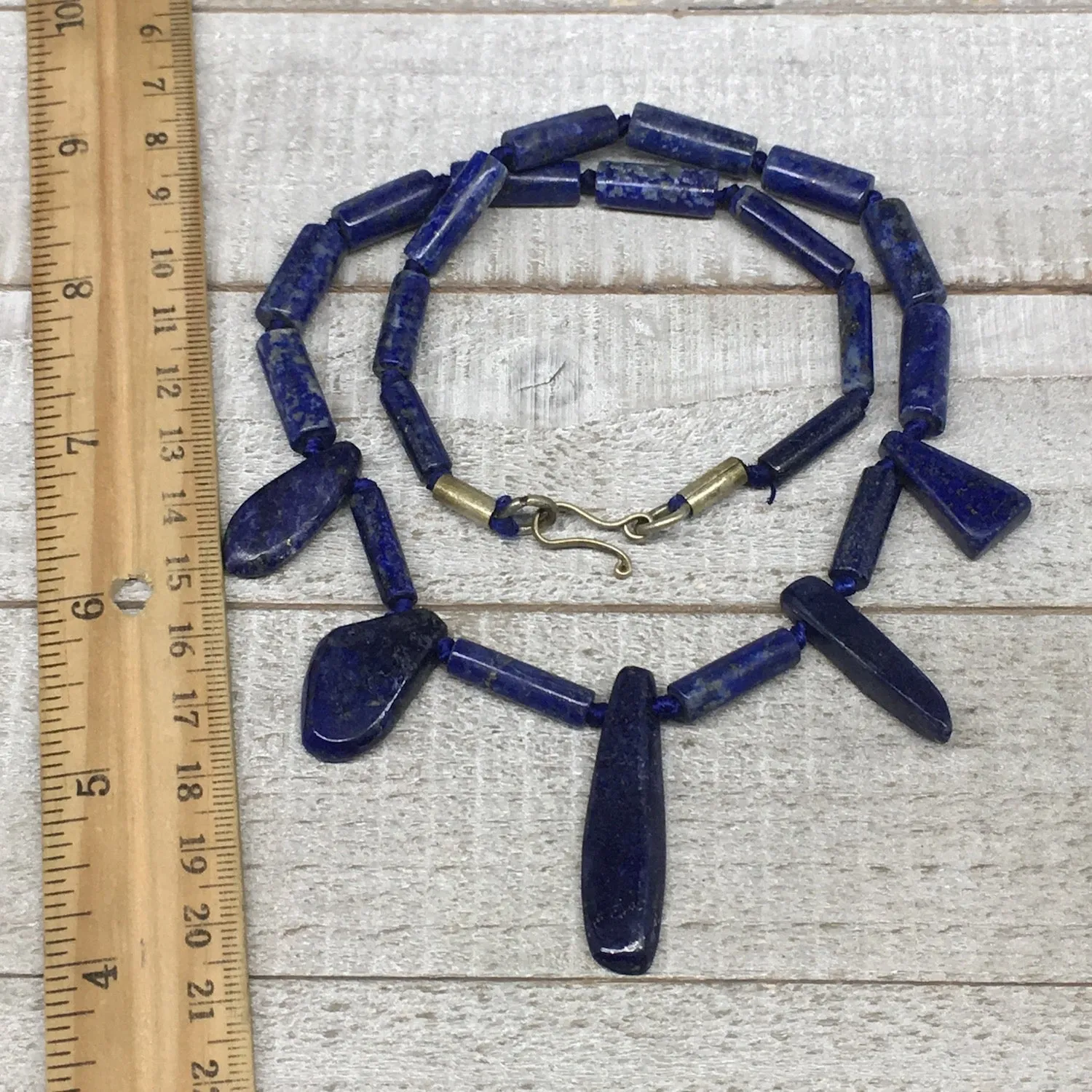 43.7g,14mm-40mm Natural Lapis Lazuli Polished Tube Beads Strand,25 Beads,LPB258