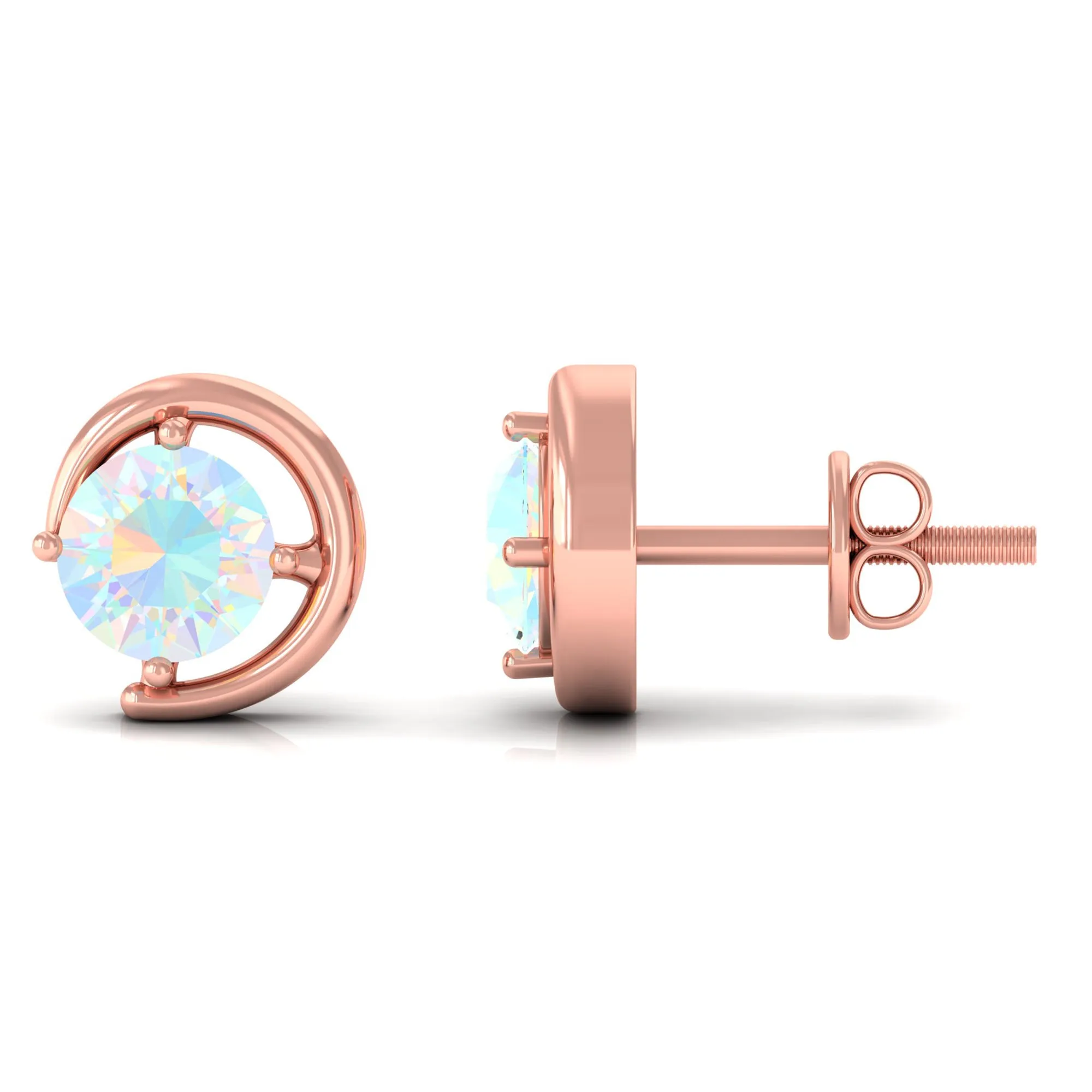 5 MM Prong Set Ethiopian Opal Solitaire Stud Earrings