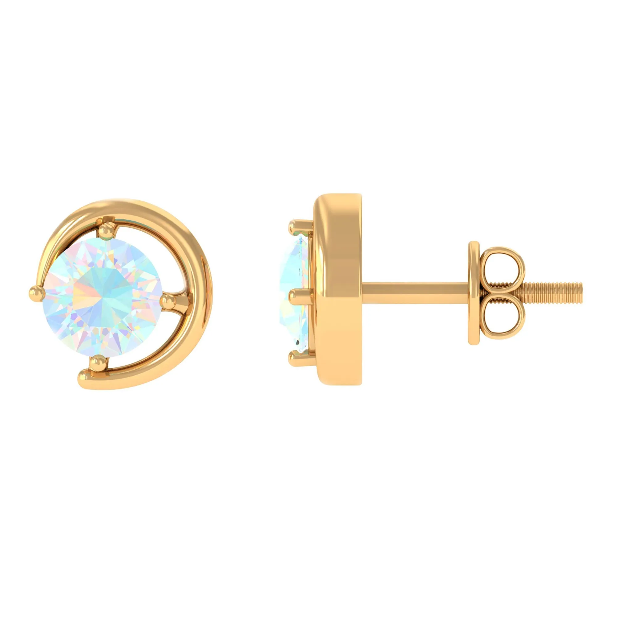 5 MM Prong Set Ethiopian Opal Solitaire Stud Earrings