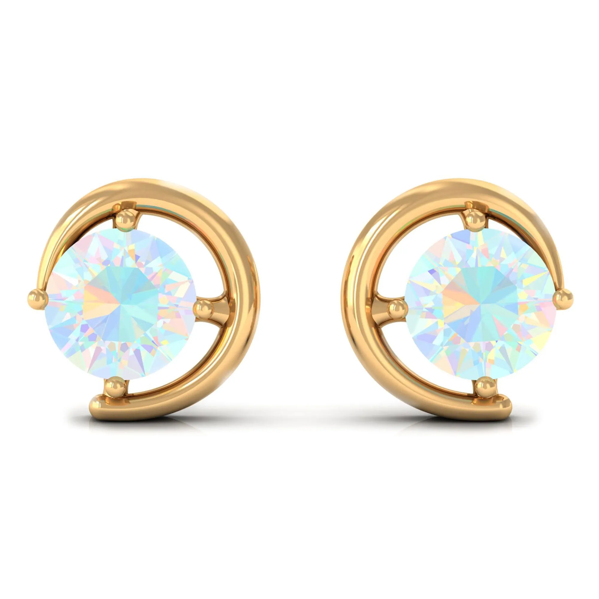 5 MM Prong Set Ethiopian Opal Solitaire Stud Earrings