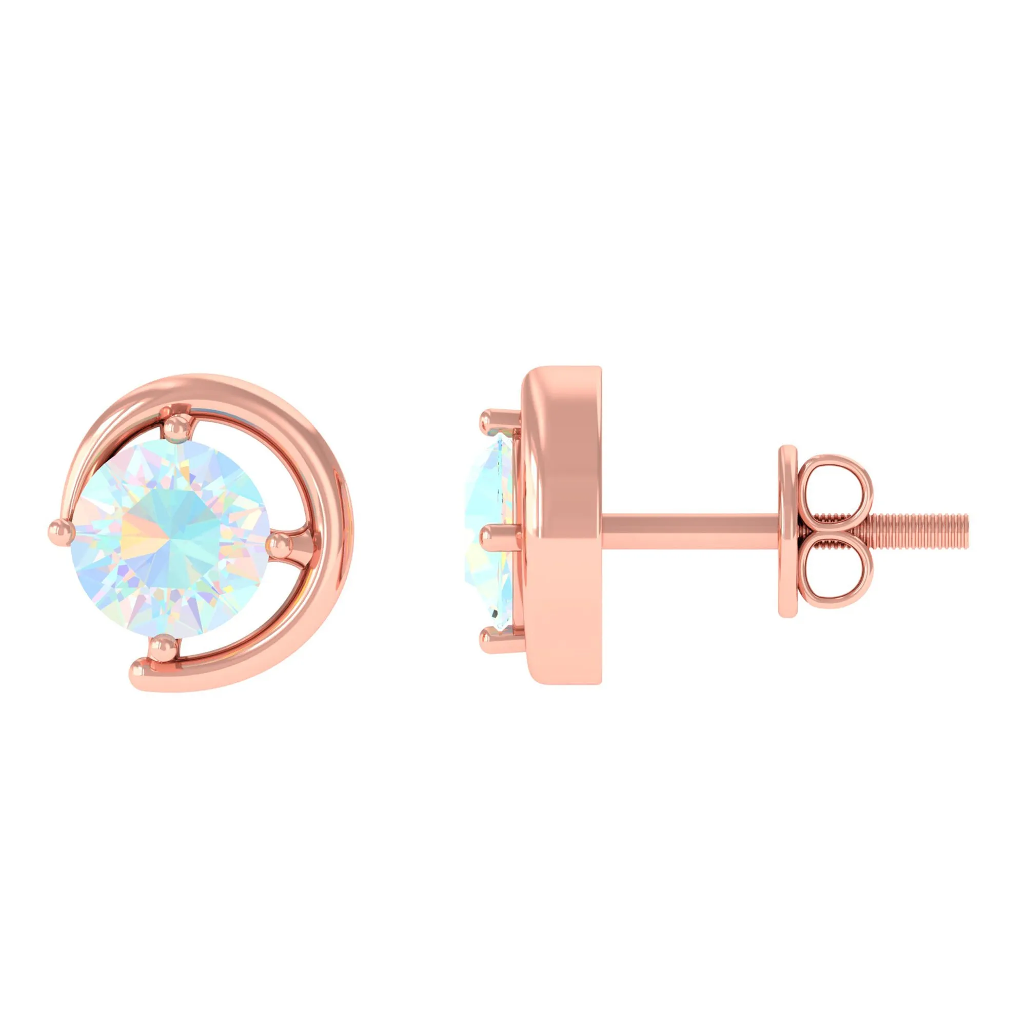 5 MM Prong Set Ethiopian Opal Solitaire Stud Earrings