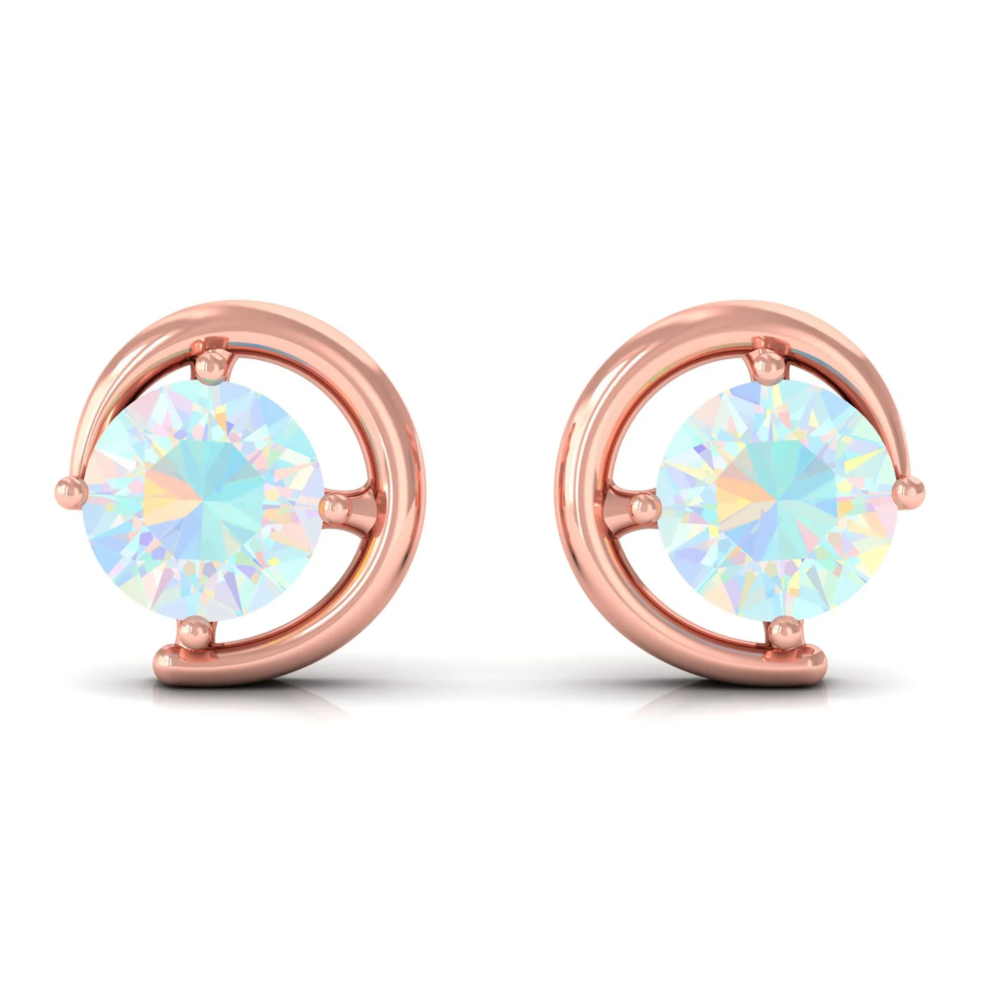 5 MM Prong Set Ethiopian Opal Solitaire Stud Earrings