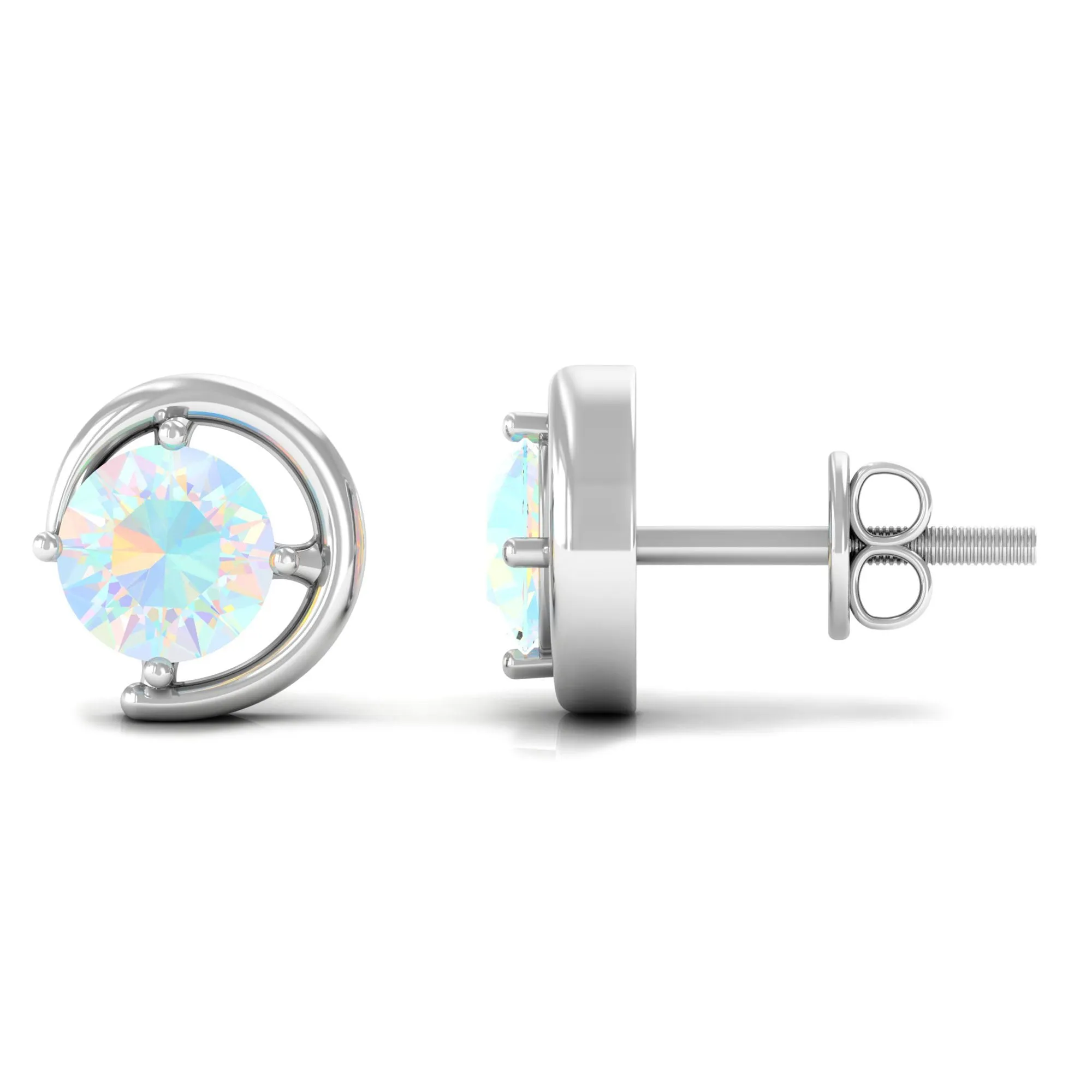 5 MM Prong Set Ethiopian Opal Solitaire Stud Earrings