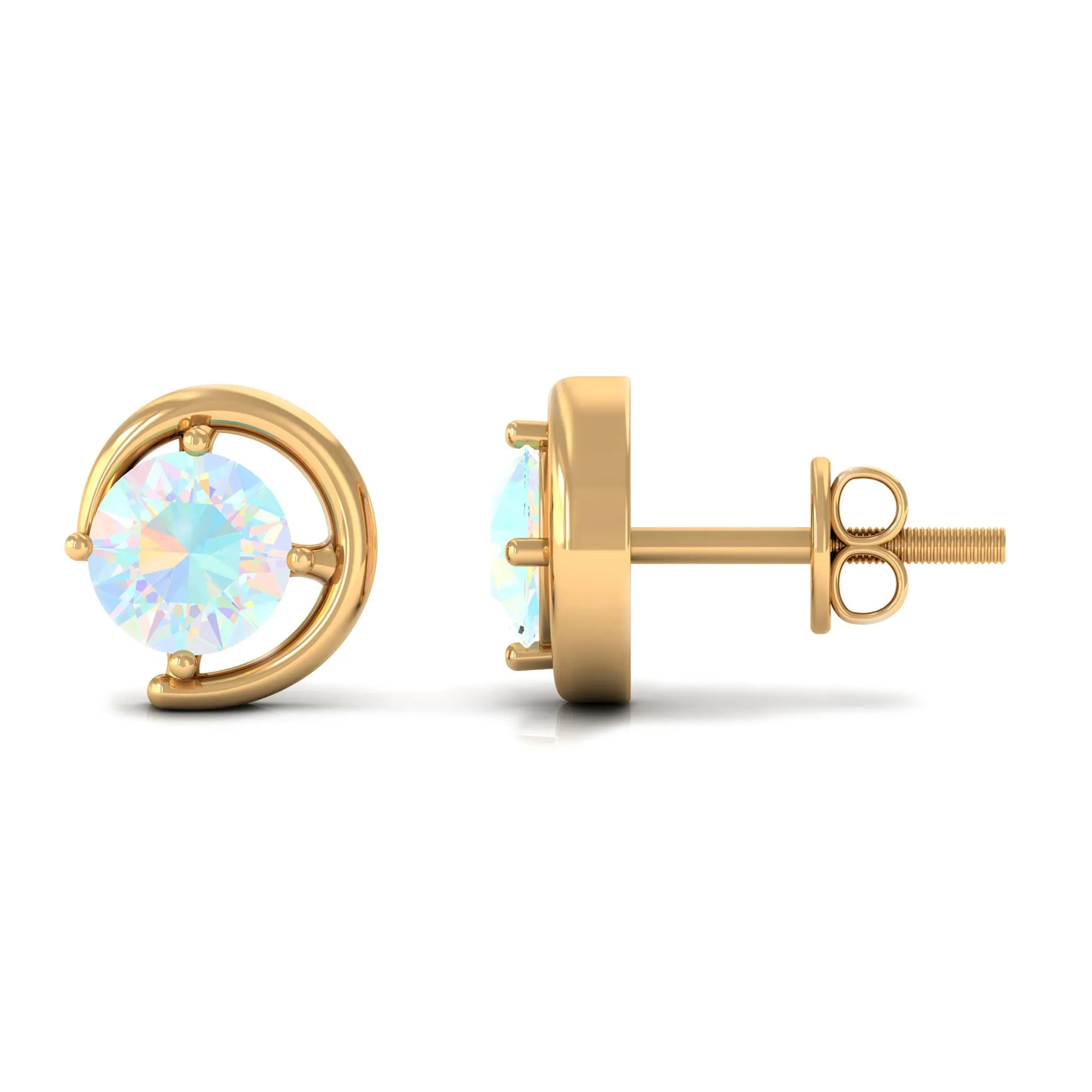 5 MM Prong Set Ethiopian Opal Solitaire Stud Earrings