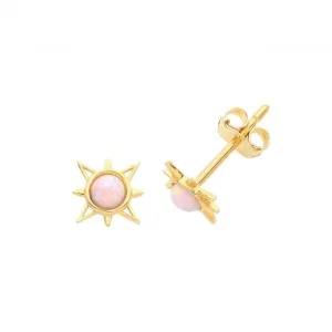 9ct Yellow Gold & Opal Sun Studs ES650