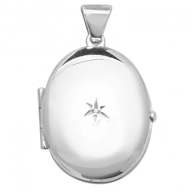Acotis Silver Necklace Diamond Oval Locket G6912D