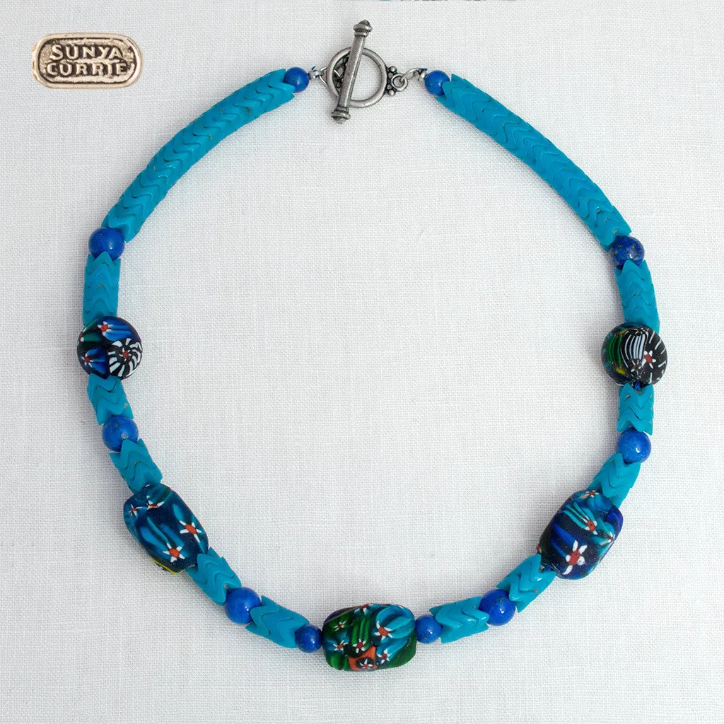 African Snake Beads with Lapis Lazuli and Venetian Glass