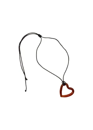 Amber open heart heart - Amber/Brown