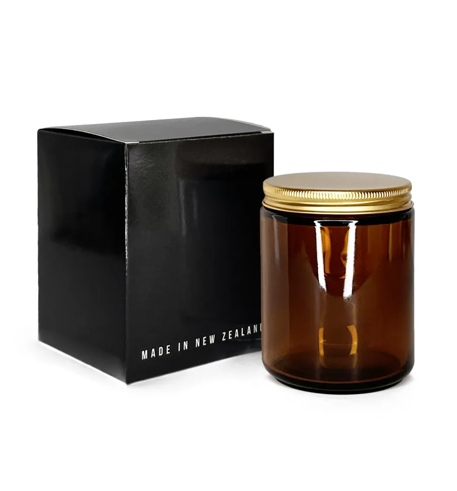 Amber Pharmacist Glass Jar with Gold Lid 200ml