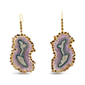 Amethyst Geode Slice Earrings
