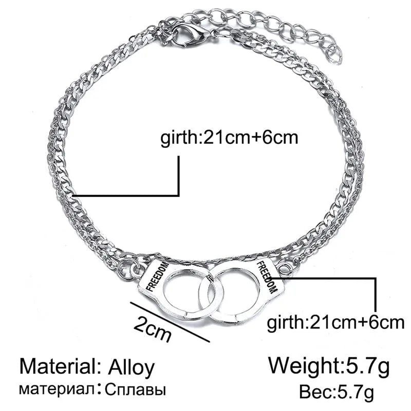Anklet silver with handcuff clip
