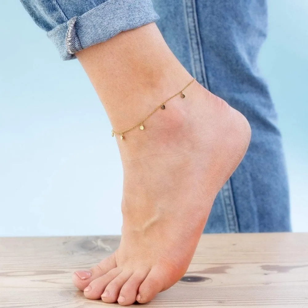 Anklet with Hammered Discs - Gold - SPAGB188