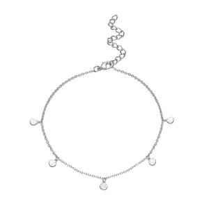 Anklet with Hammered Discs - Rhodium - SPASB188