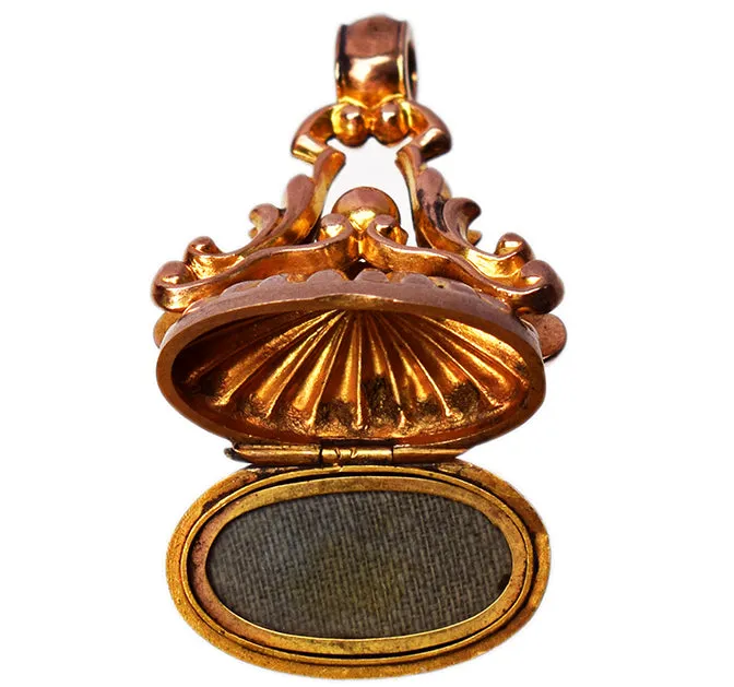 Antique 9ct Gold Fob Seal with Secret Locket