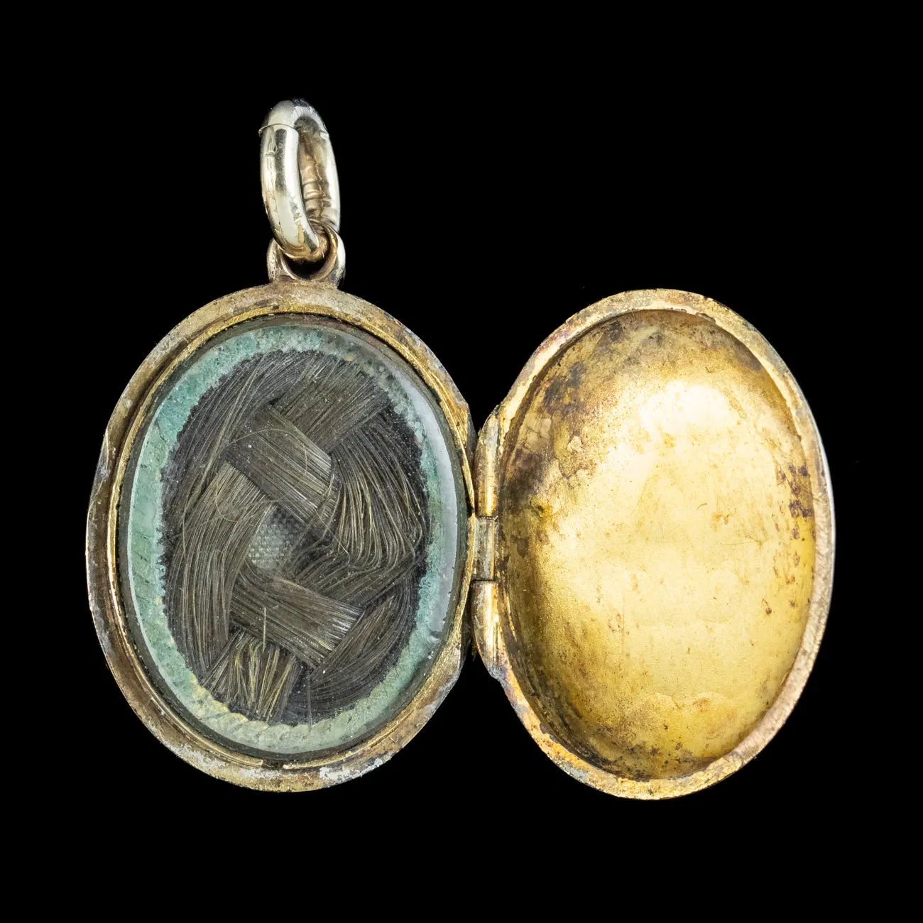 Antique Victorian Mourning Locket 9ct Gold Enamel Buckle