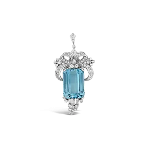 Aquamarine & Diamond Estate Clips/Pendant