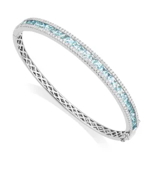 Aquamarine and Diamond Bangle