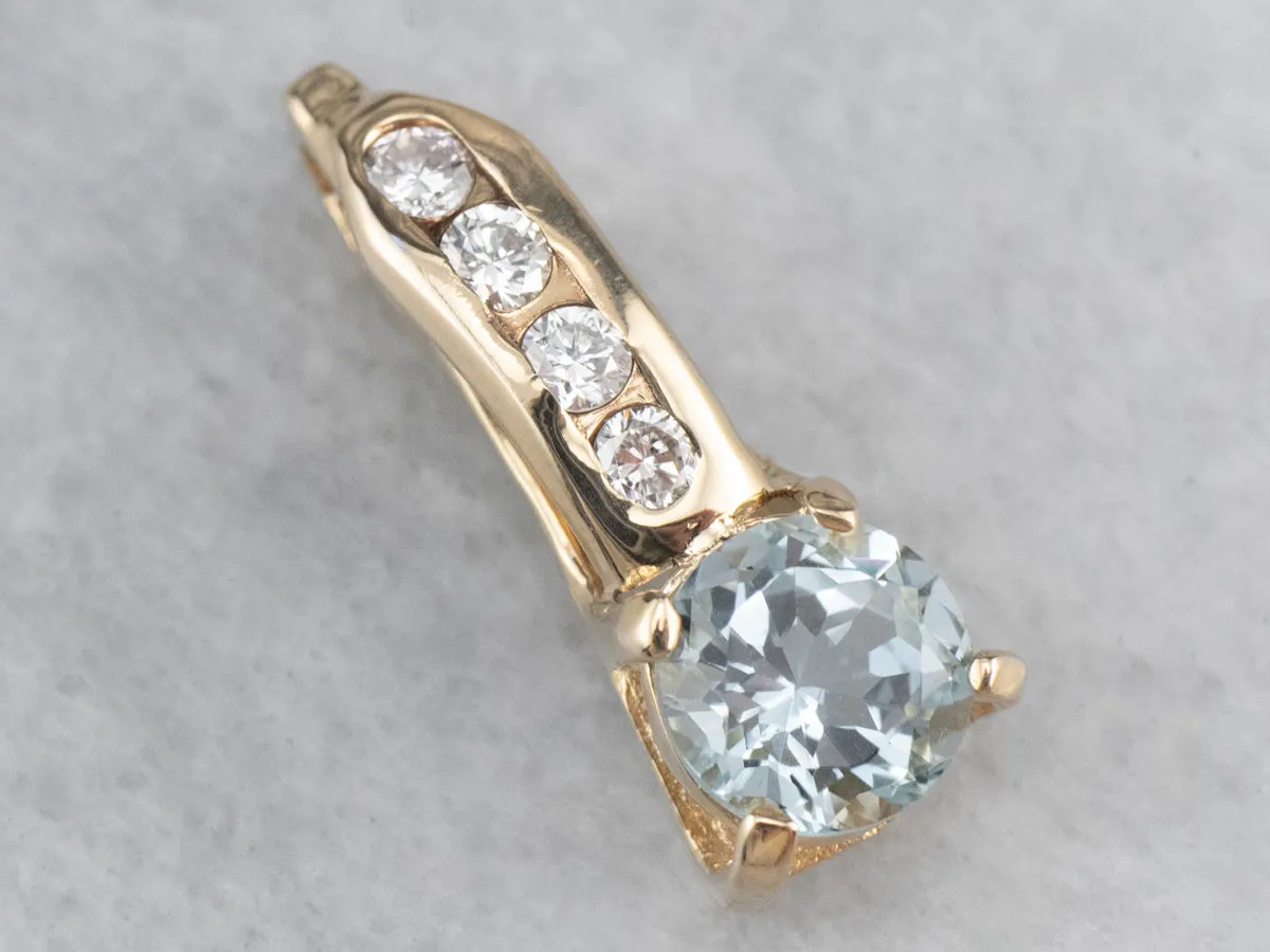 Aquamarine Diamond Gold Pendant