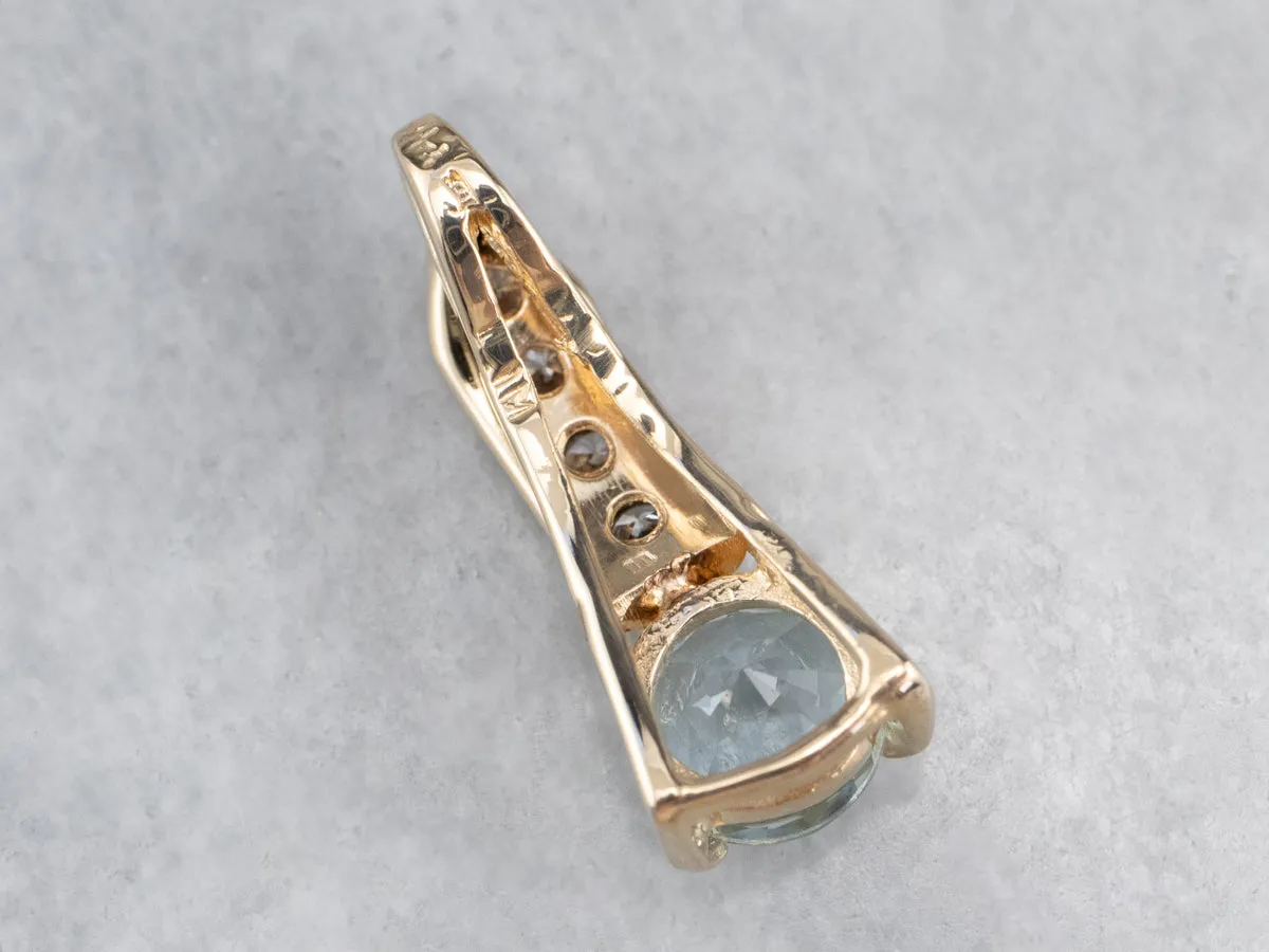 Aquamarine Diamond Gold Pendant