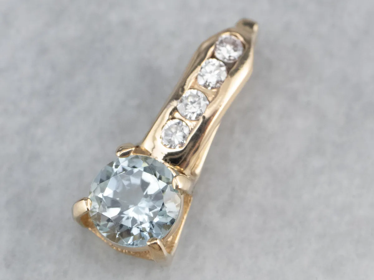 Aquamarine Diamond Gold Pendant