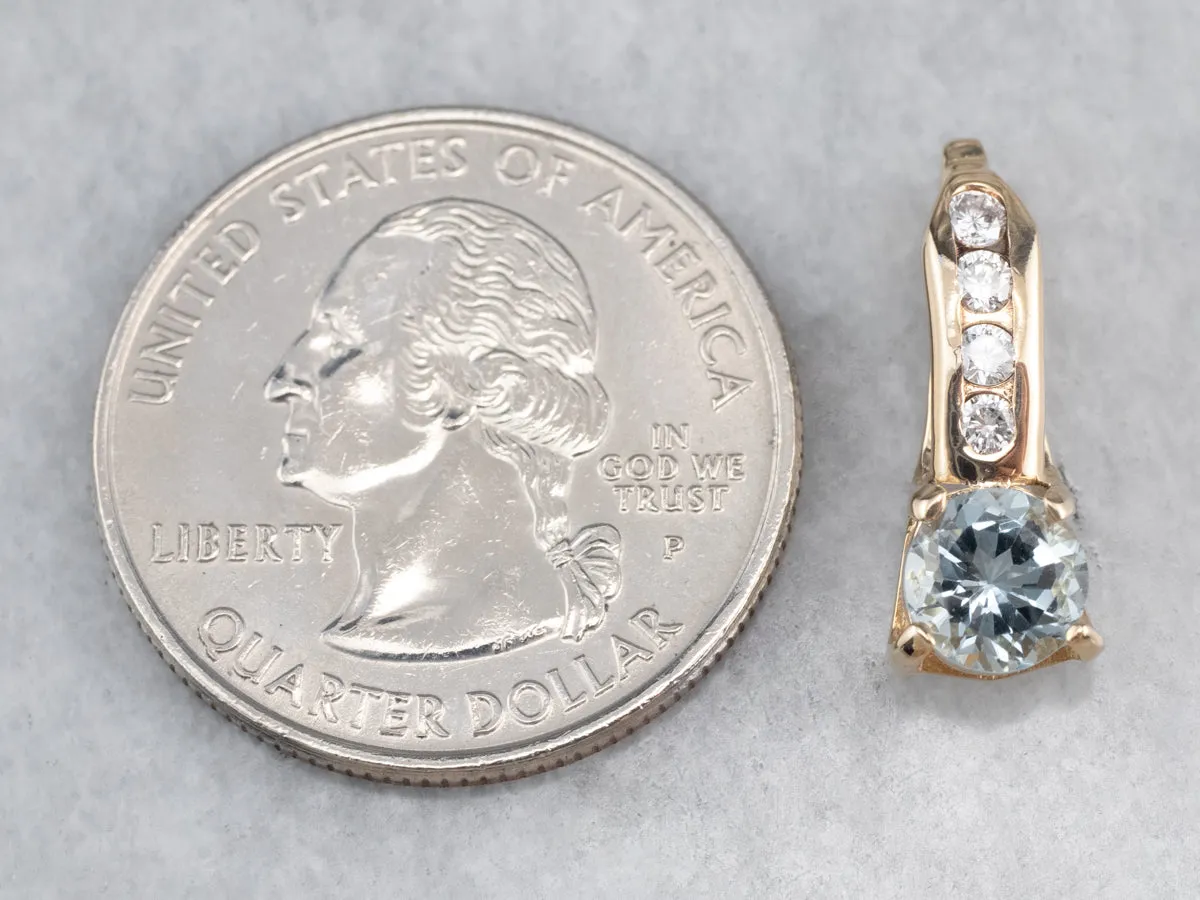 Aquamarine Diamond Gold Pendant