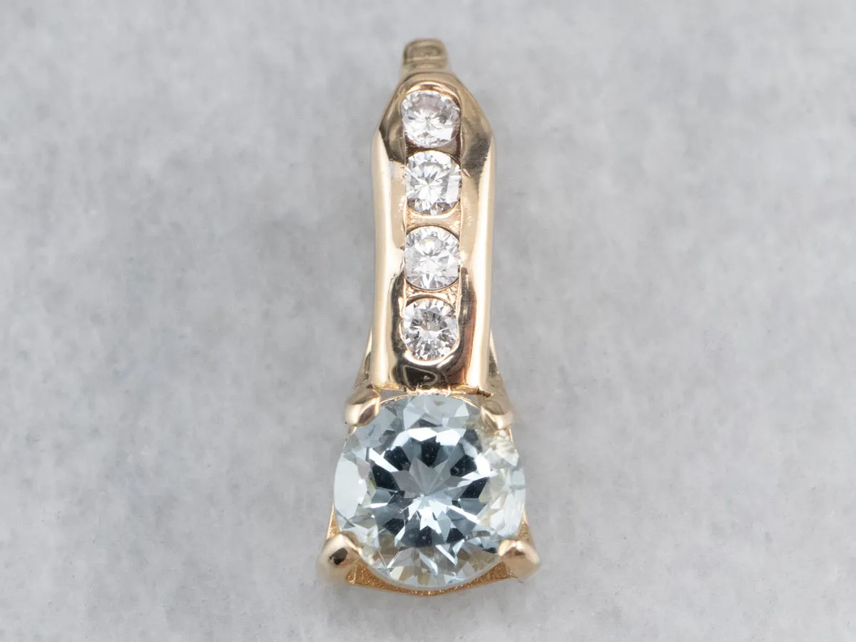 Aquamarine Diamond Gold Pendant