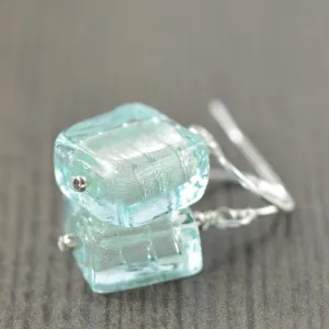 Aquamarine earrings in Blue Murano glass, March birthstone