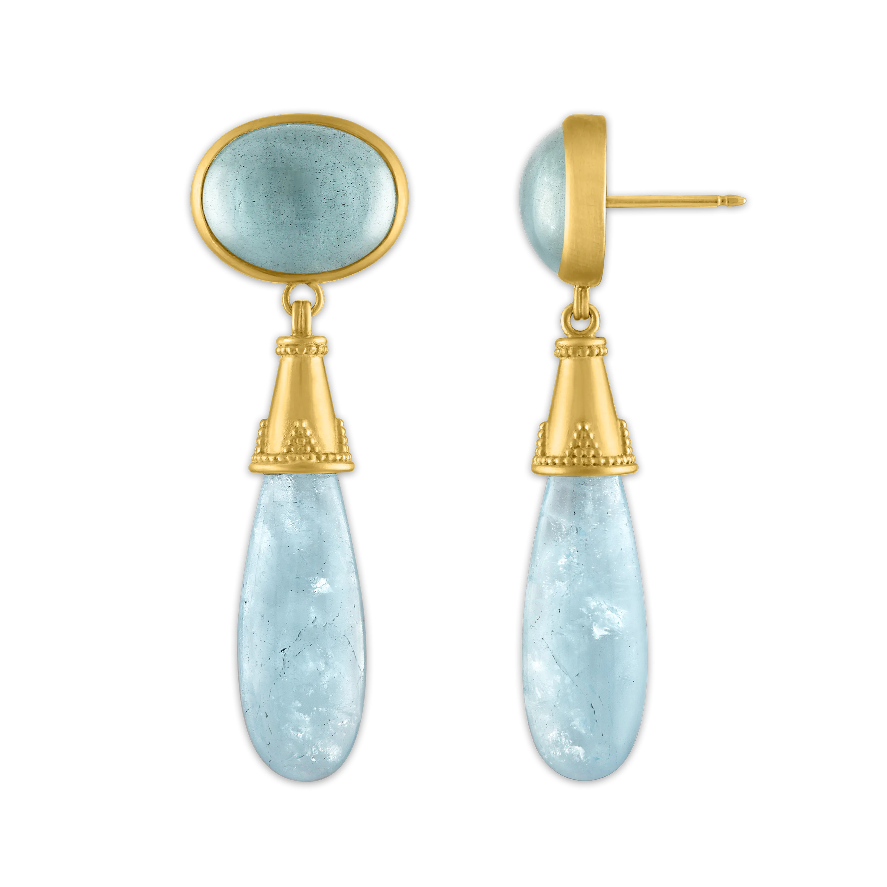 Aquamarine Granulated Amphora Earrings