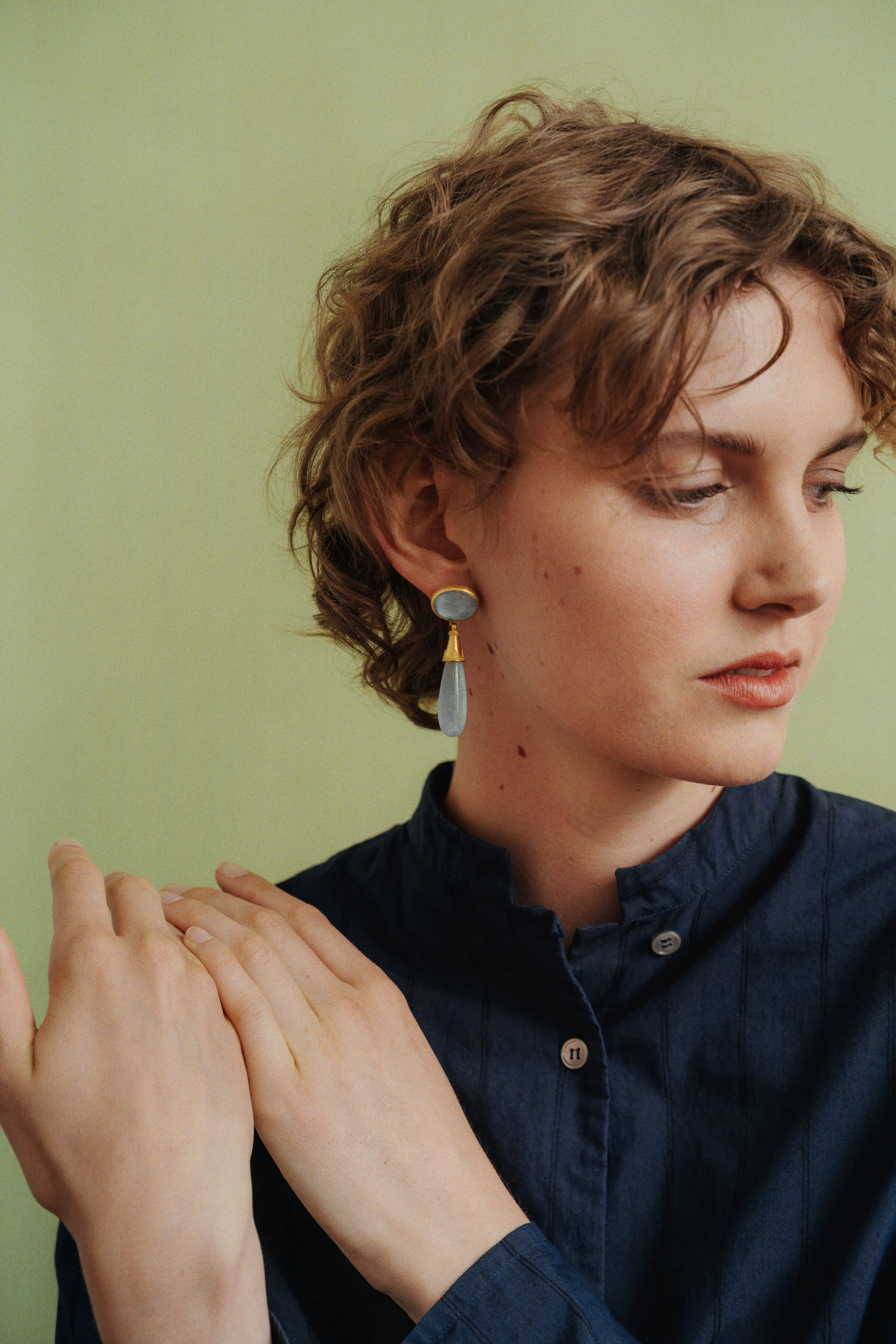Aquamarine Granulated Amphora Earrings