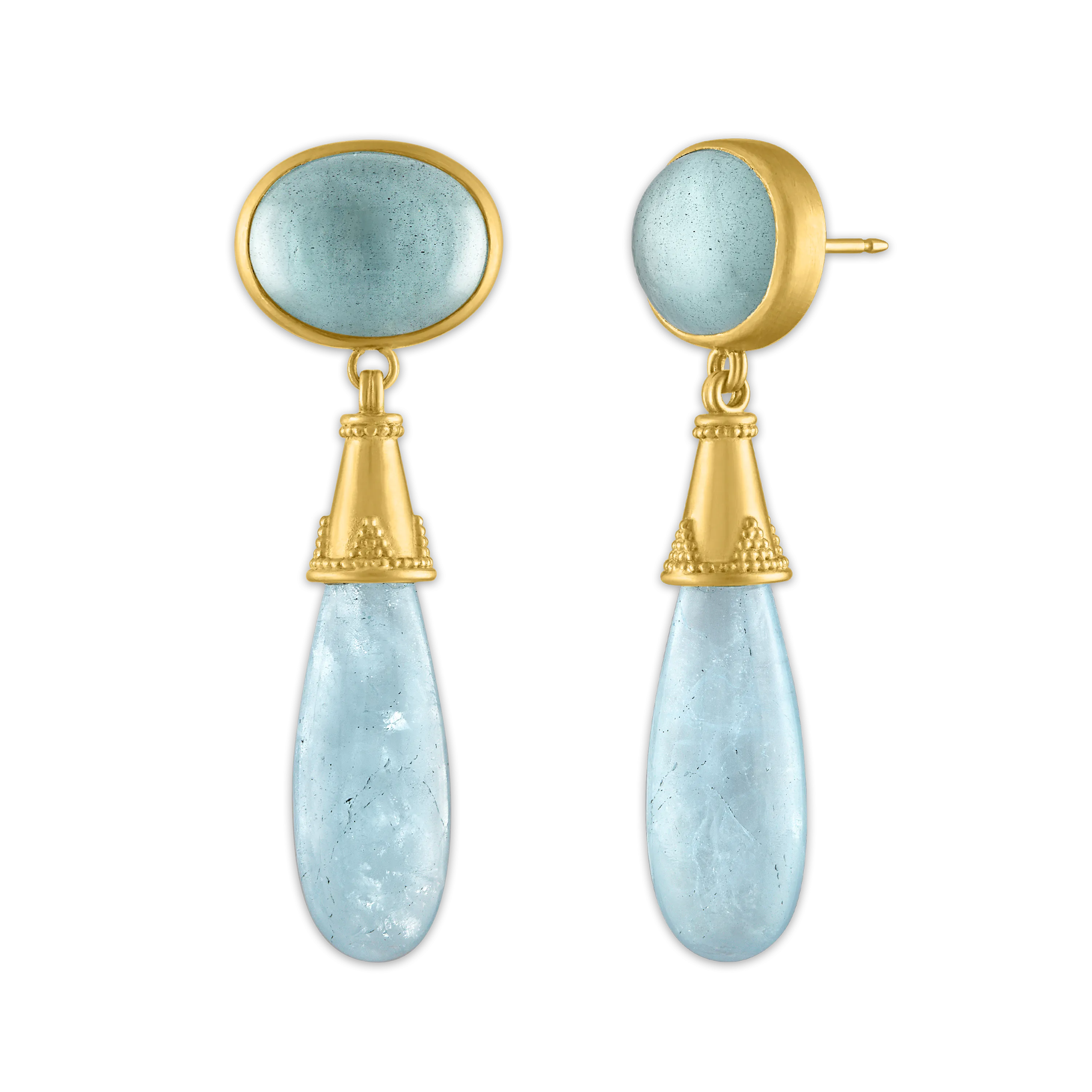Aquamarine Granulated Amphora Earrings